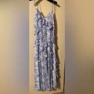 Lauren Ralph Lauren Women's Blue Floral Chiffon Sundress Size 12 new with tags